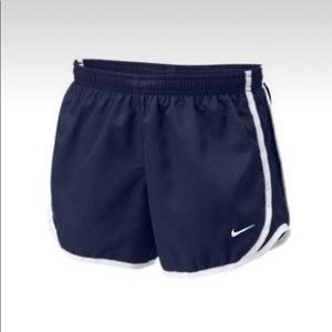 navy and white nike tempo shorts